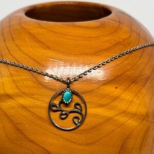 Turquoise Pendant Necklace Filigree Bell Trading Post‎ Fred Harvey Era